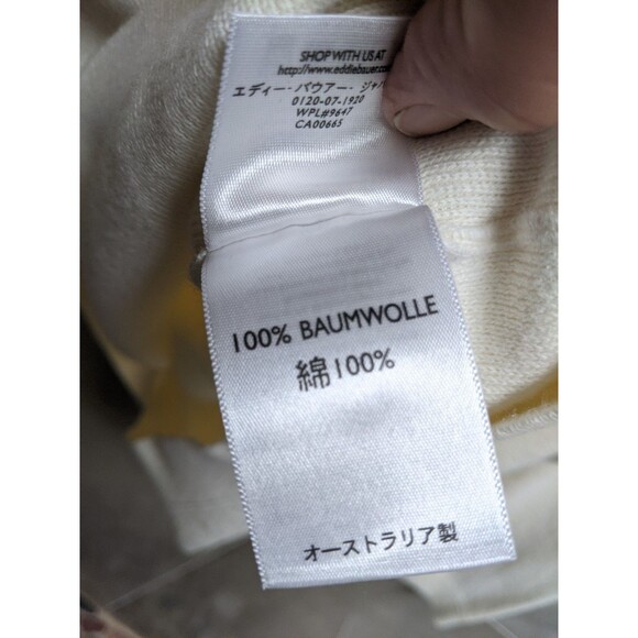 Eddie Bauer Polo Sweater Men's Sz M Collared Pullover Knit Prep Coastal Cream - Picture 9 of 12